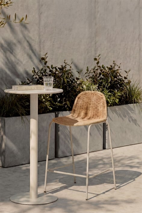 Taburete alto de jardín apilable en ratán sintético Reiven