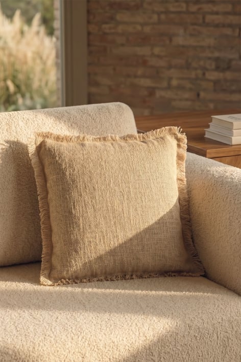 Cojín cuadrado 45x45 cm en algodón Soncey - Beige Almendra