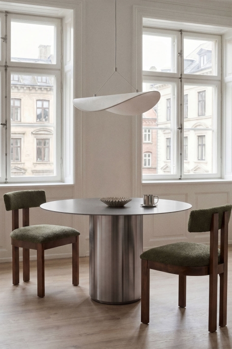 Mesa de comedor redonda Ø120 cm Luceida - Acero Inoxidable Cepillado