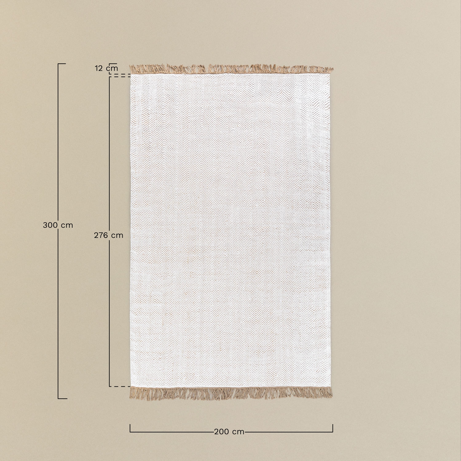 Alfombra rectangular 200x300 cm en polietileno y yute Maxandra, medidas