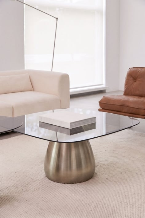 Mesa de centro cuadrada 80x80 cm en vidrio templado Mariana