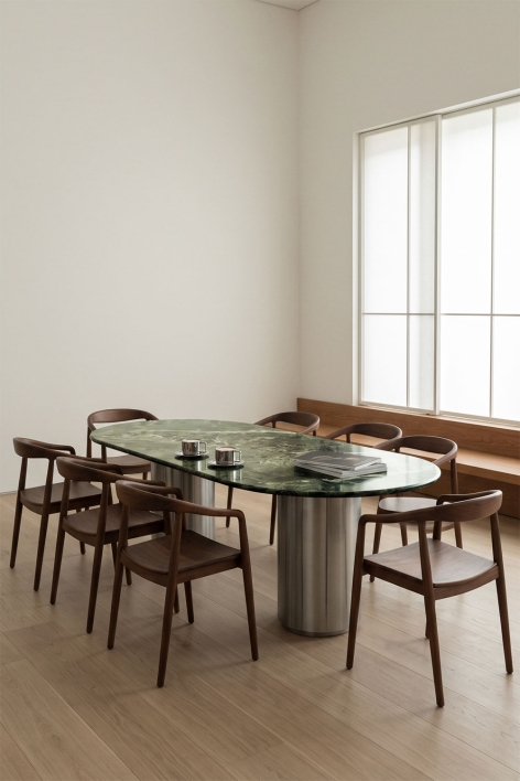 Oval dining table 220x110 cm Luceida - Mármol Verde Udaipur