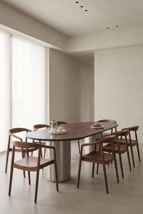 Mesa de comedor ovalada 220x110 cm Luceida - Madera Mango Oscura
