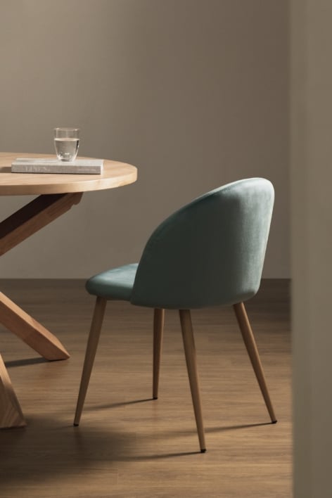 Silla de comedor tapizada y en acero Kana - Terciopelo Verde Abeto