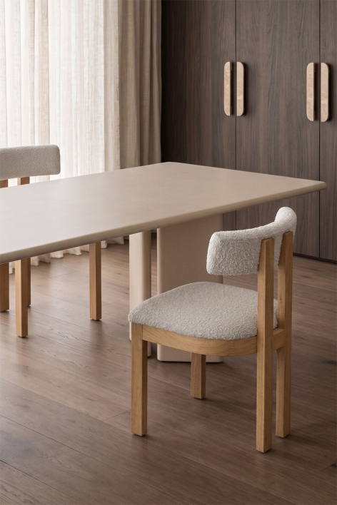 Silla de comedor tapizada Argider - Bouclé Blanco Roto