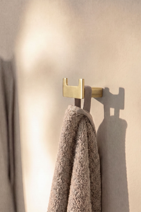 Percha para baño en acero inoxidable dorado cepillado Olvam