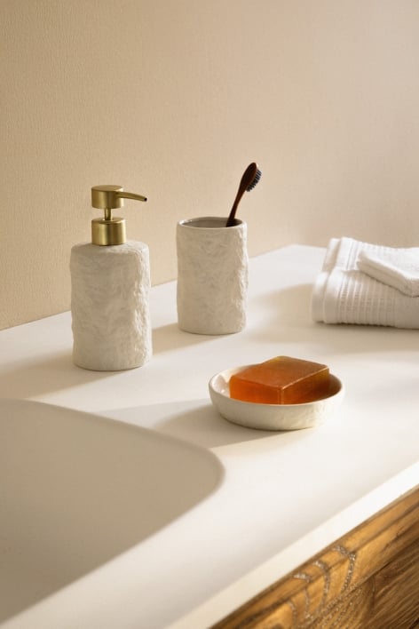 Set de baño en gres y dorado Zolave - Dorado 
