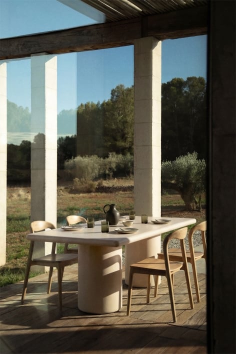 Mesa de jardín rectangular 220x100 cm en cemento Namara
