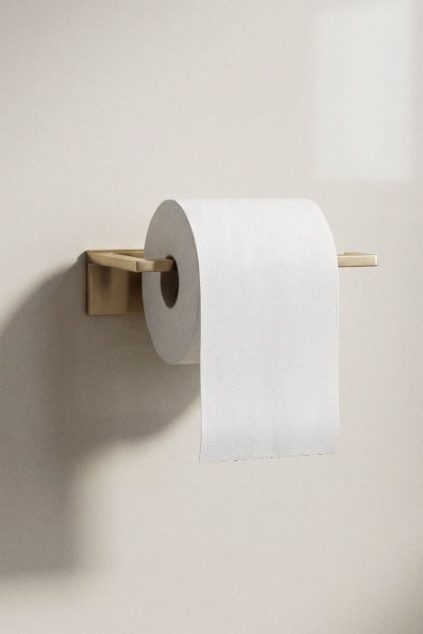 Portarrollos adhesivo para baño en acero inoxidable dorado cepillado Jalter