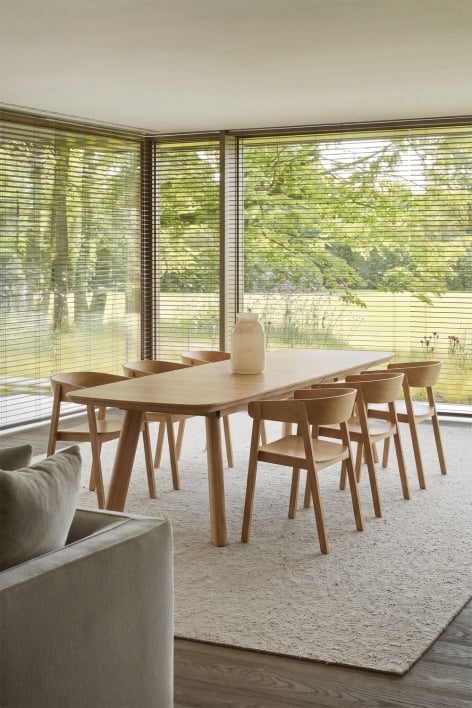 Mesa de comedor rectangular 240-300x110 cm extensible en MDF Teodic - Marrón Fresno