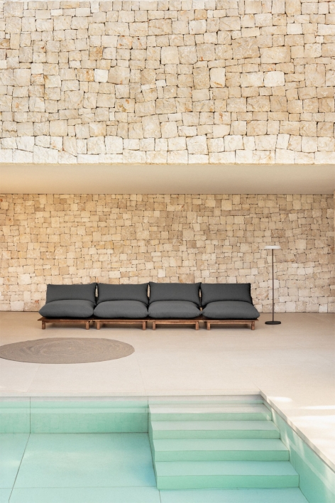 Sofá modular reclinable de jardín de 4 piezas en madera de acacia Brina - Gris Grafito