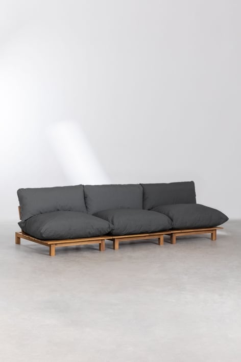 Sofá modular reclinable de 3 piezas en madera de acacia Brina