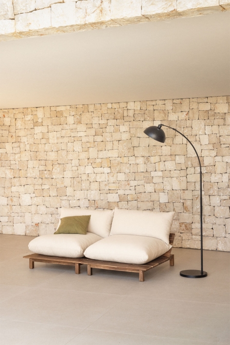 Sofá modular reclinable de jardín de 2 piezas en madera de acacia Brina