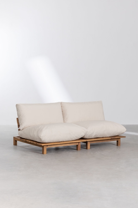 Sofá modular reclinable de 2 piezas en madera de acacia Brina