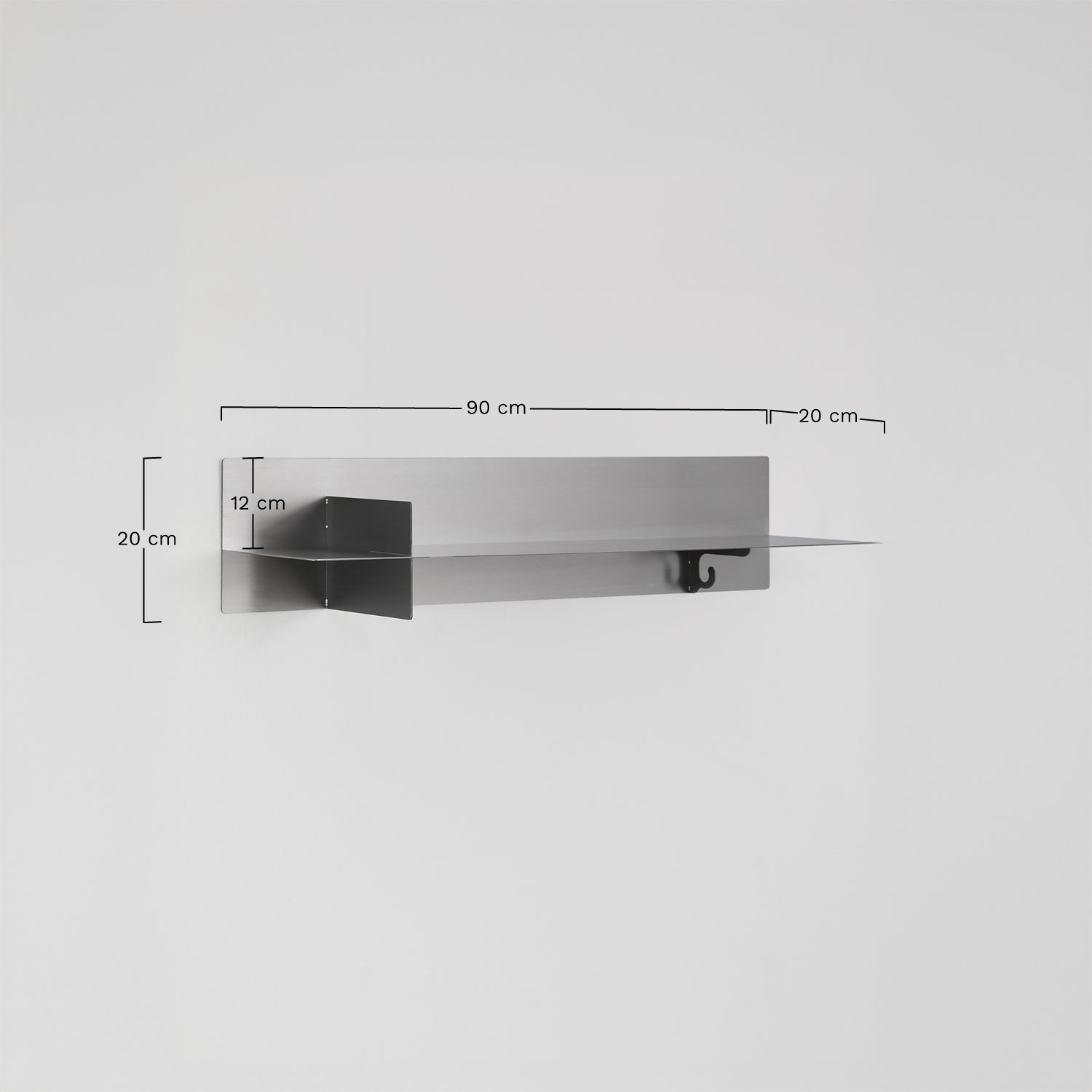 Pack de 2 estantes de pared en acero inoxidable Nolvia, medidas