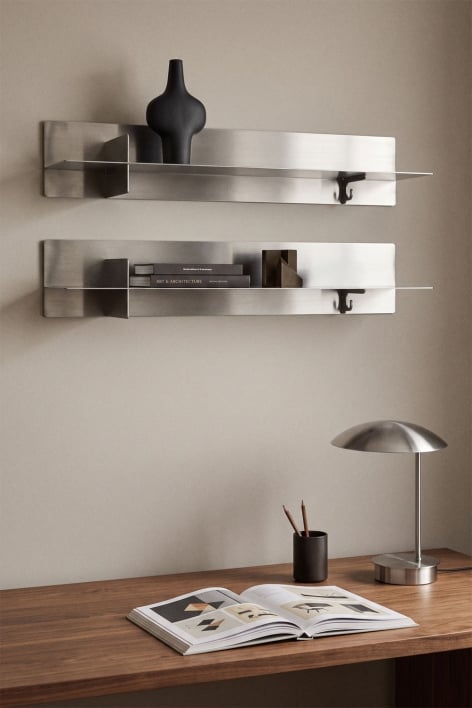 Pack de 2 estantes de pared en acero inoxidable Nolvia