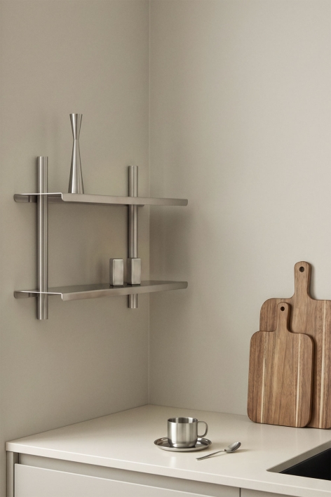 Estantería de pared en acero inoxidable Eralia