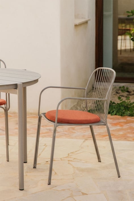 Silla de jardín con reposabrazos en acero Anerina - Marrón Moka