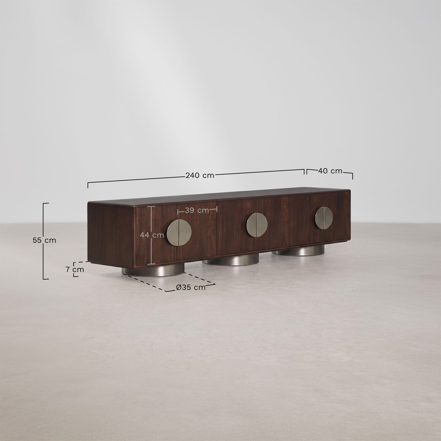 Mueble TV en madera de mango y acero inoxidable Melisand , medidas
