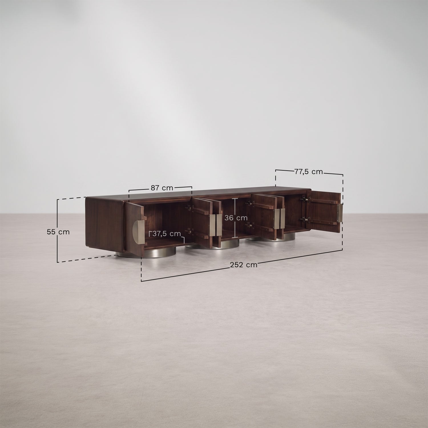 Mueble TV en madera de mango y acero inoxidable Melisand , medidas