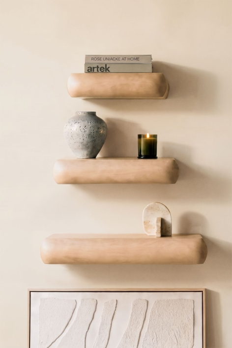 Set de 3 estantes de pared en madera Carmen - Madera Mango