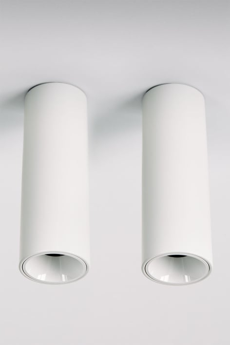Pack de 2 apliques de techo LED de superficie redondos Ø7,2 cm en aluminio Orelva