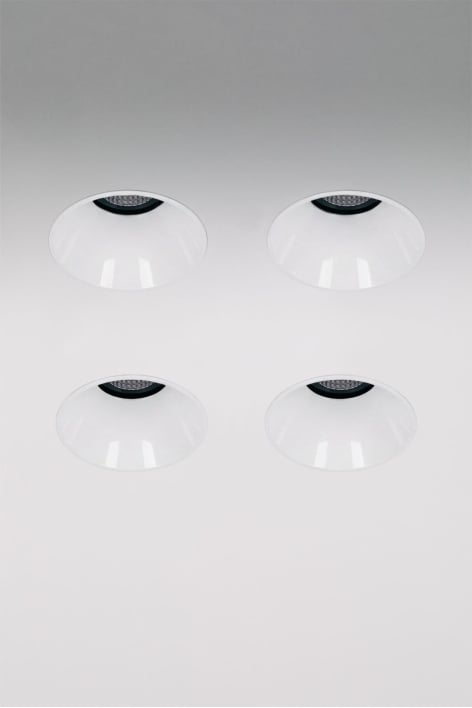 Pack de 4 downlights LED empotrables sin marcos trimless redondos Ø6,8 cm en aluminio Orelva