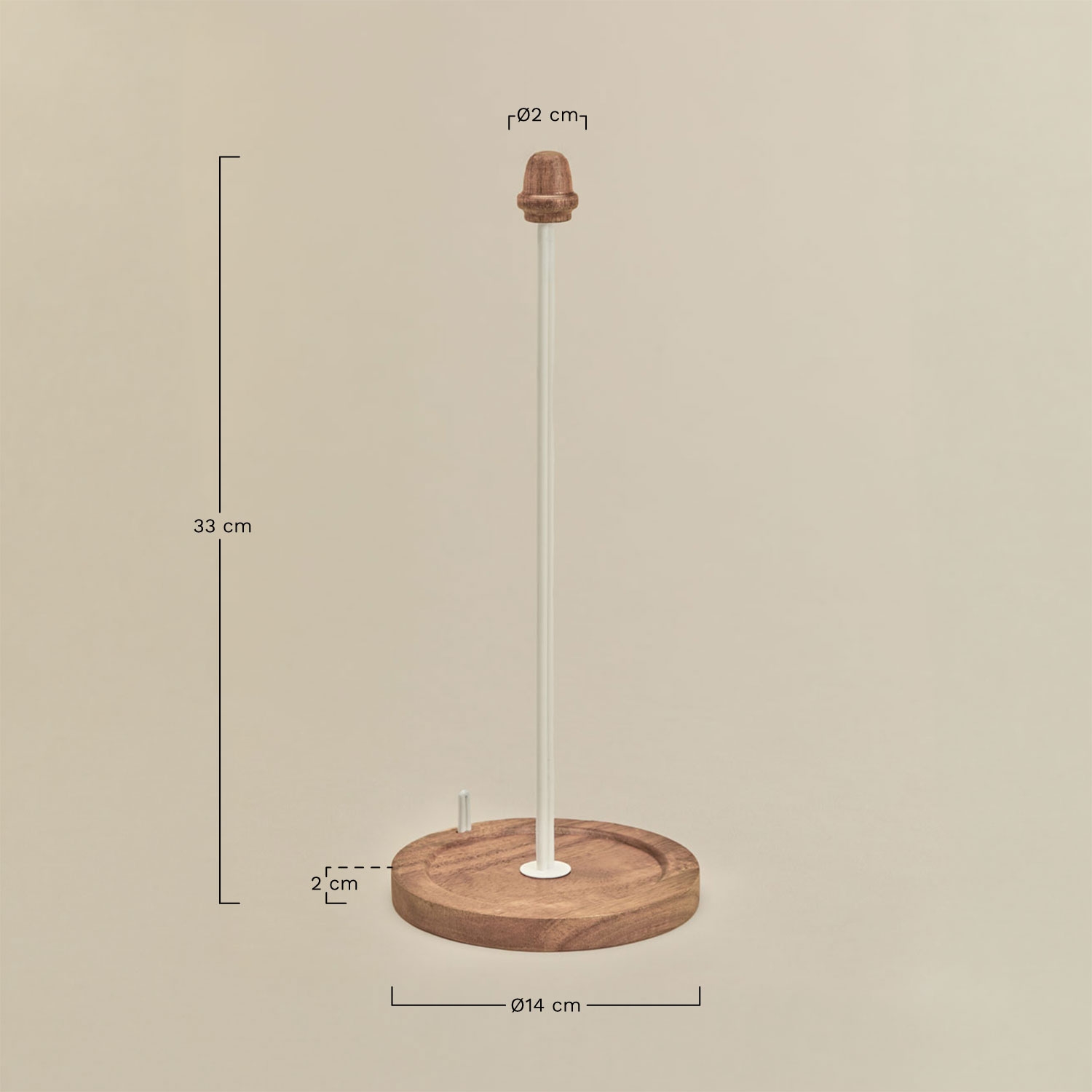 Portarrollos para cocina en madera de acacia y hierro Andoni, medidas
