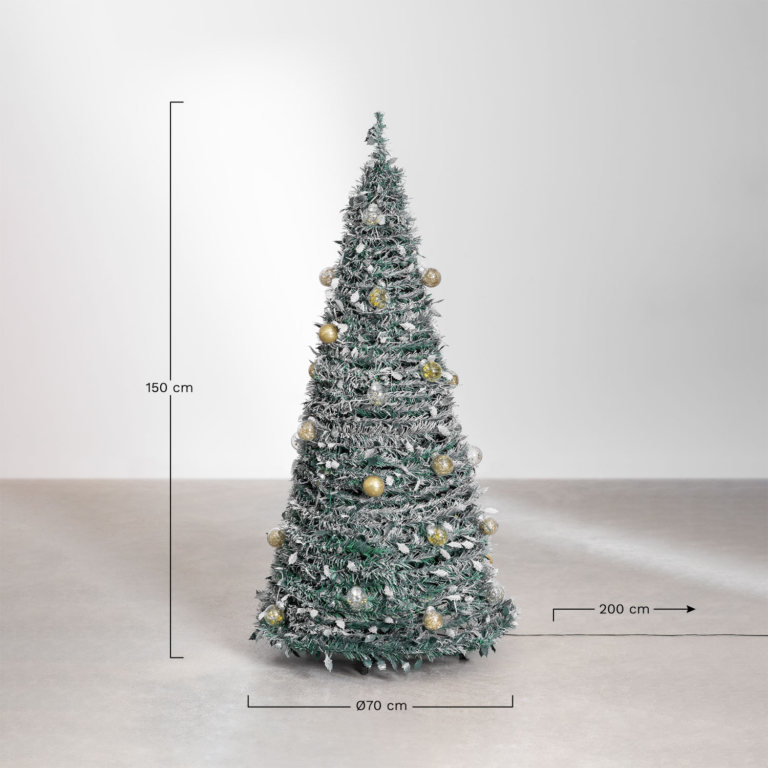 Árbol de Navidad plegable con luces LED Taimy, medidas