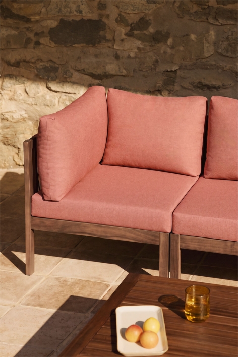 Módulo esquinero para sofá modular de jardín en madera de acacia Branson - Terracota - Marrón Acacia