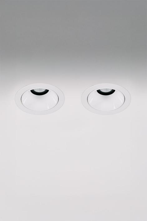 Pack de 2 downlights LED empotrables con marcos redondos Ø7 cm en aluminio Orelva