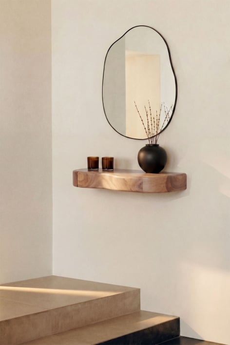 Consola recibidor de pared con almacenaje en madera de acacia Nireimi - ↔︎ 60 cm