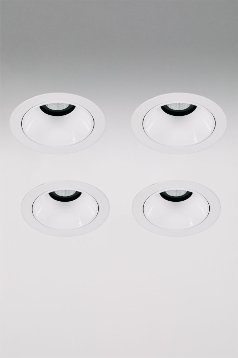 Pack de 4 downlights LED empotrables con marcos redondos Ø7 cm en aluminio Orelva