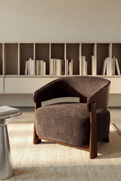 Sillón en madera de roble tapizado Olea