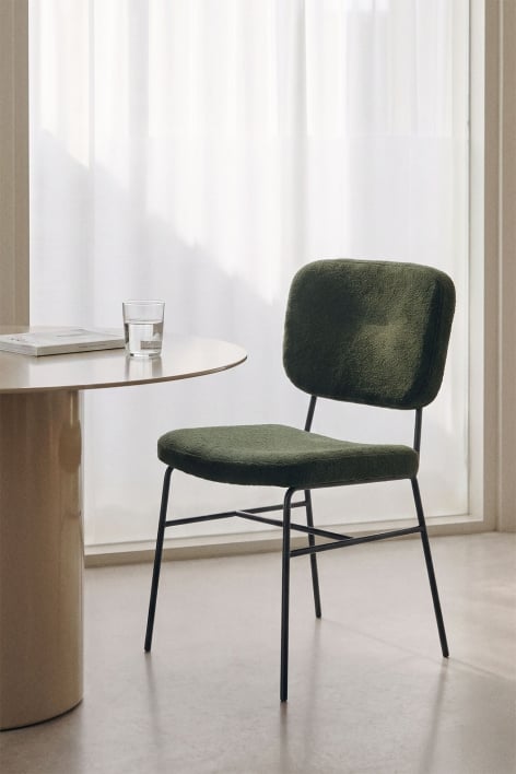 Silla de comedor tapizada Milih - Verde Army