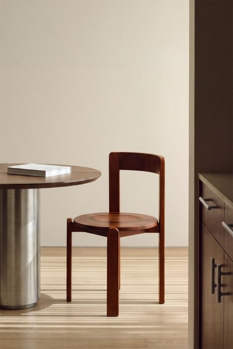 Silla de comedor en madera de roble Noreli - Marrón Roble Oscuro