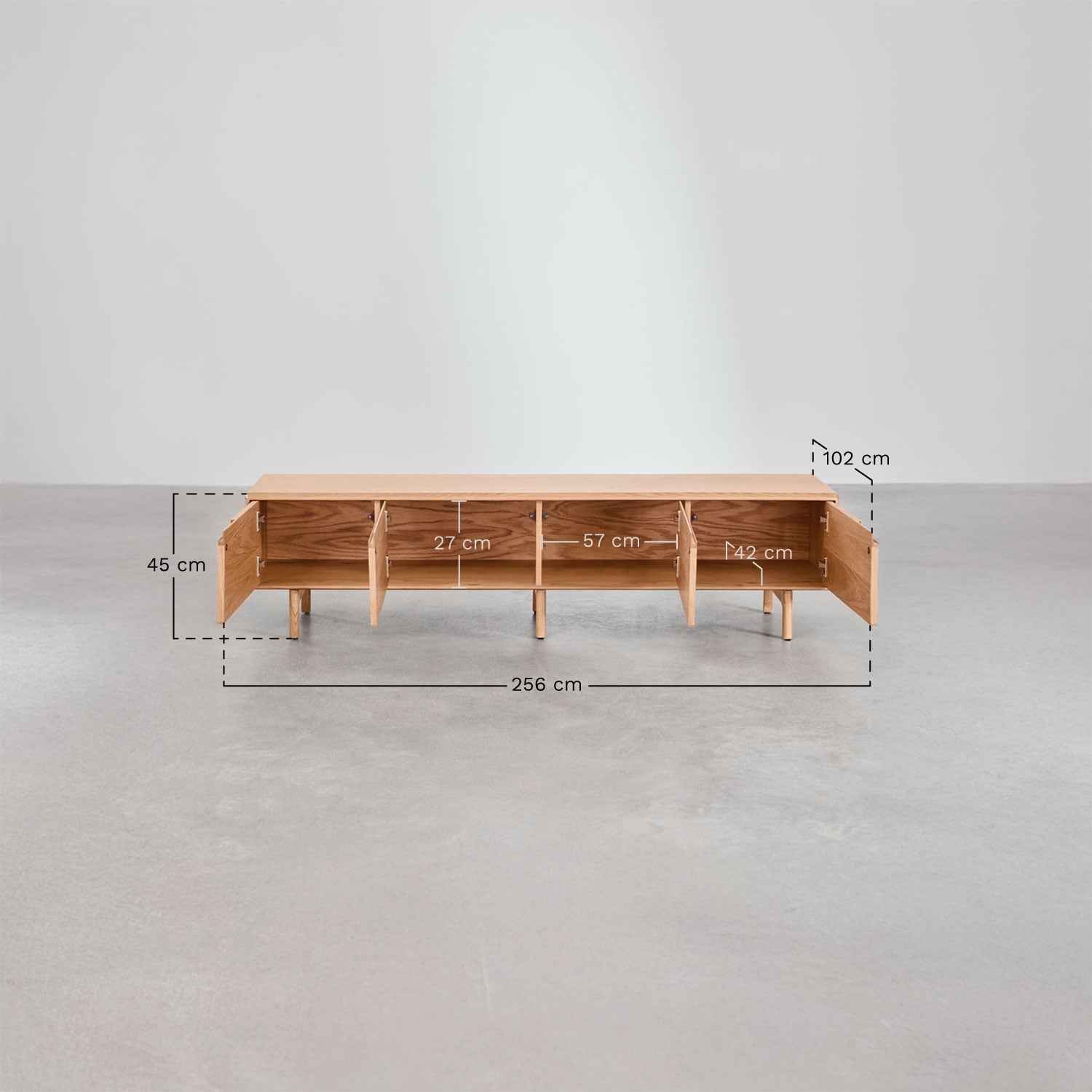 Mueble TV en madera Treveris, medidas