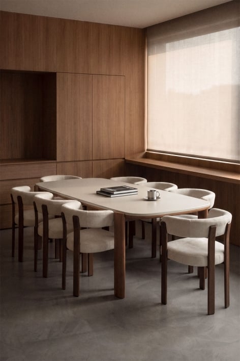 Mesa de comedor rectangular 260x115 cm en madera de acacia Vetra - Beige Tapioca - Marrón Acacia Oscuro