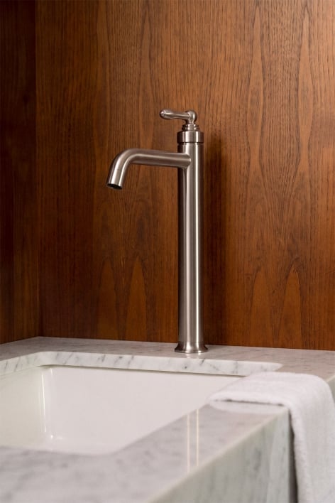 Grifo de lavabo en latón Alejandra - Gris Cepillado