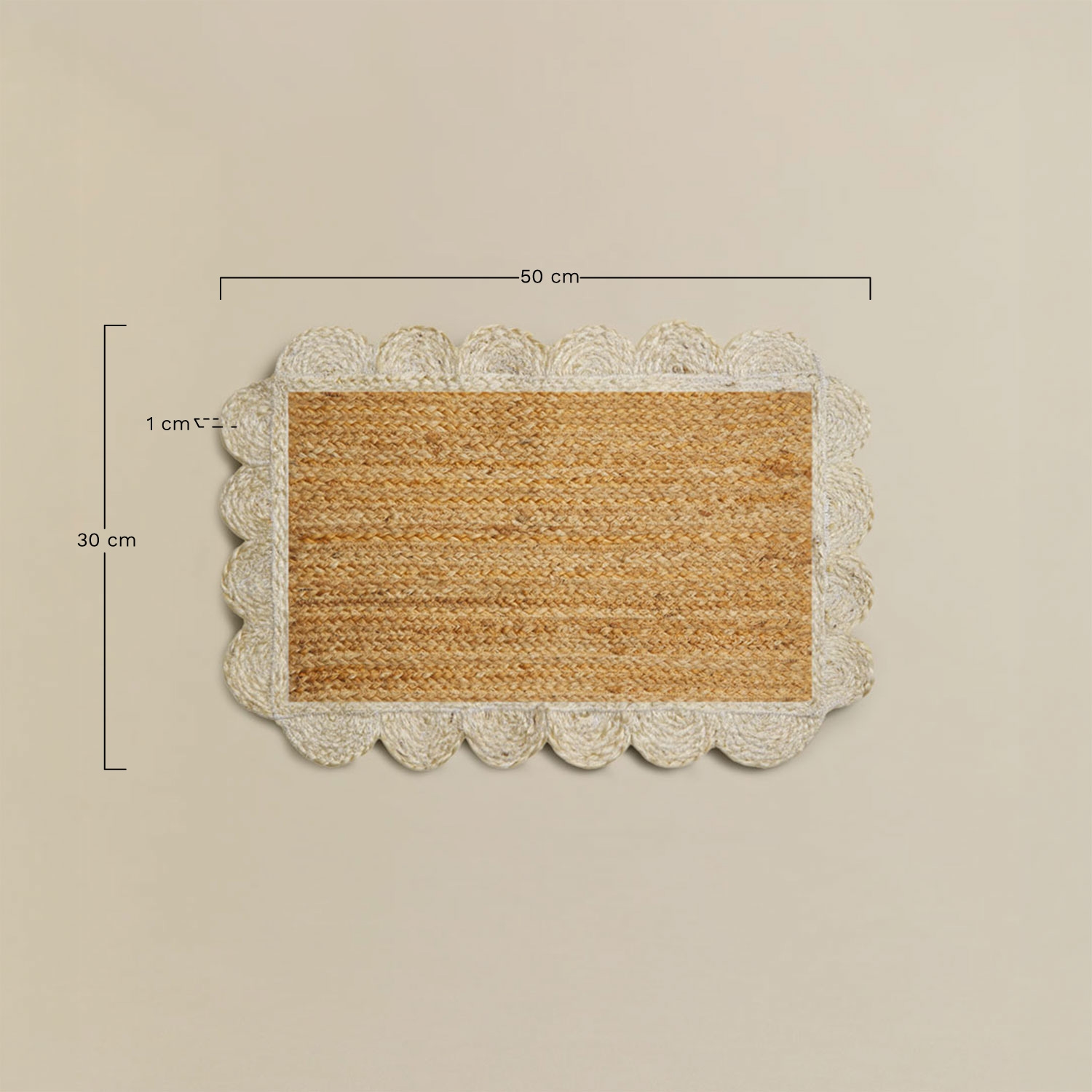 Alfombra para mascotas rectangular 30x50 cm en yute Lolseb, medidas