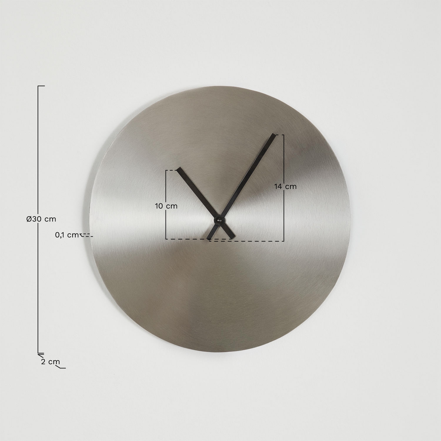 Reloj de pared Ø30 cm en acero inoxidable Daffiel, medidas