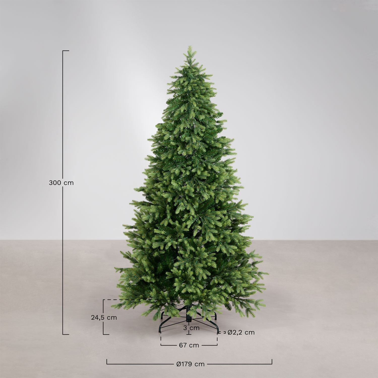 Árbol de Navidad con luces LED Nauri, medidas