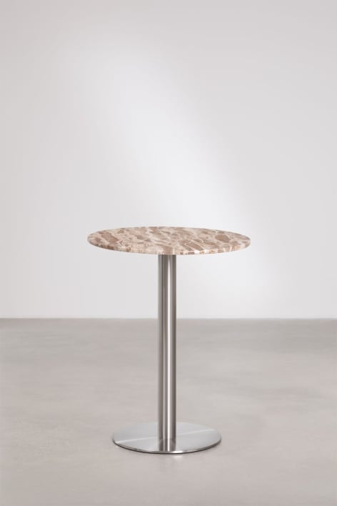 Mesa de bar redonda en piedra natural Xiren - Mármol Beige Panther