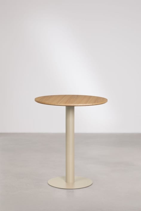Mesa de bar redonda en MDF Xiren - Marrón Madera Natural - Beige Tapioca