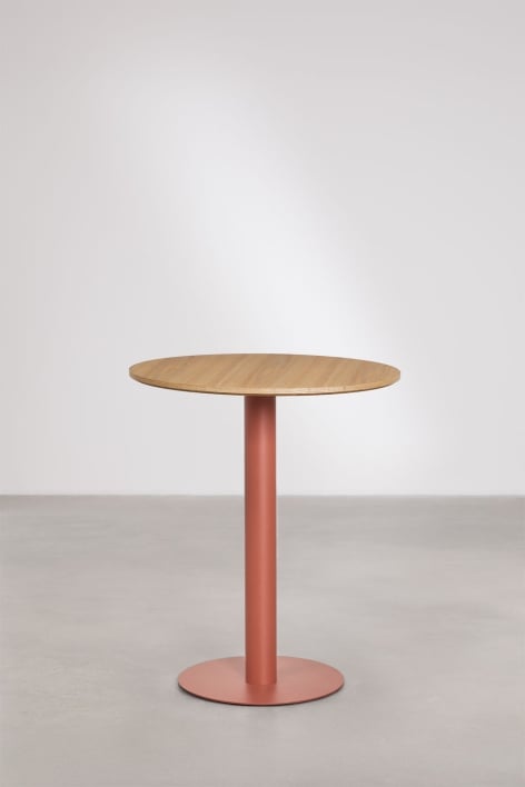 Mesa de bar redonda en MDF Xiren - Marrón Madera Natural - Terracota