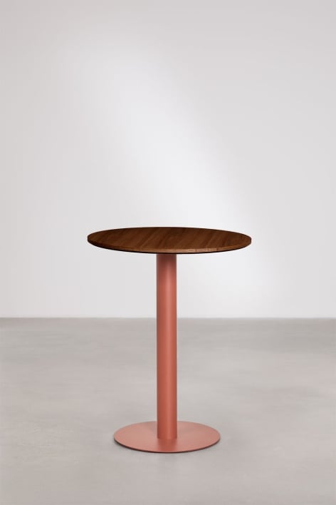 Mesa de bar redonda en MDF Xiren - Marrón Madera Oscura - Terracota