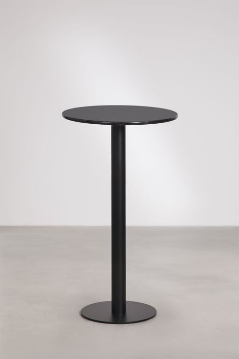 Mesa alta de bar redonda Ø60 cm en piedra natural Xiren - Mármol Nero Marquina