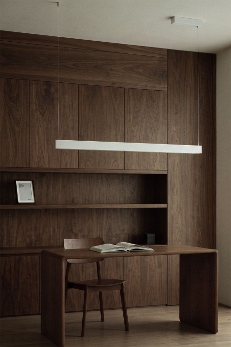 Lámpara de techo colgante lineal LED 120 cm con luz indirecta en aluminio Maulenis