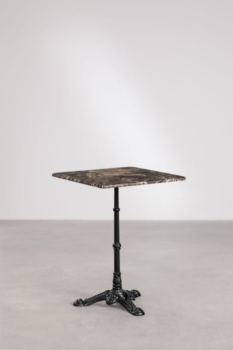 Mesa de bar cuadrada en piedra natural Azteca - Mármol Marrón Emperador - Negro