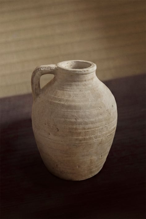 Jarrón decorativo en terracota Dariam - Blanco Piedra